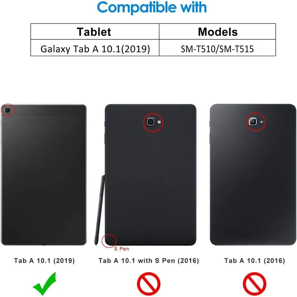 NWT-Case for Samsung Galaxy Tab A 10.1 2019 (SM-T510/T515) Hard Cover Black